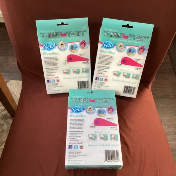 The Original Turbie Twist Hair Towel Bundle 3 packs NEW Super Absorbent - Picture 6 of 6